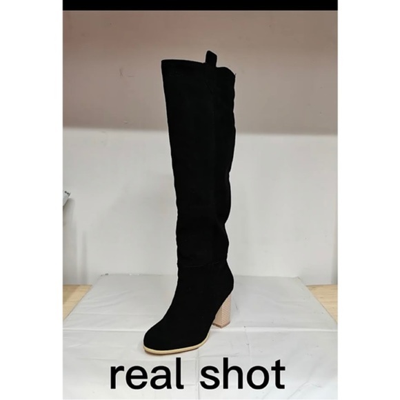 SYDNEY SLOUCH KNEE HIGH BLACK BOOTS - Picture 2 of 6